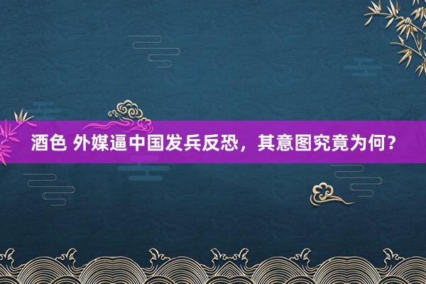 酒色 外媒逼中国发兵反恐，其意图究竟为何？