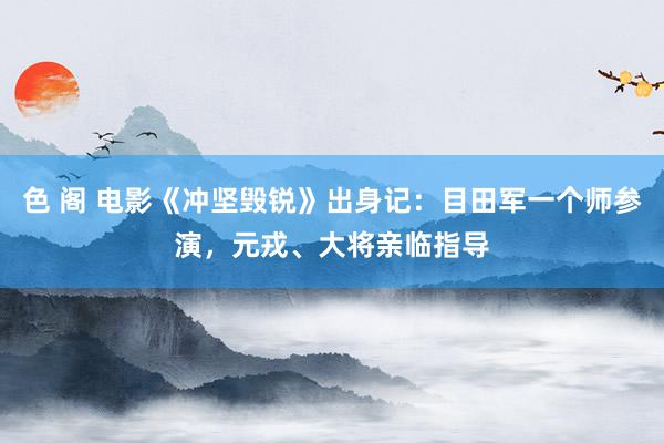 色 阁 电影《冲坚毁锐》出身记：目田军一个师参演，元戎、大将亲临指导