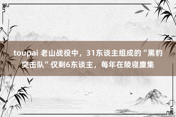 toupai 老山战役中，31东谈主组成的“黑豹突击队”仅剩6东谈主，每年在陵寝麇集