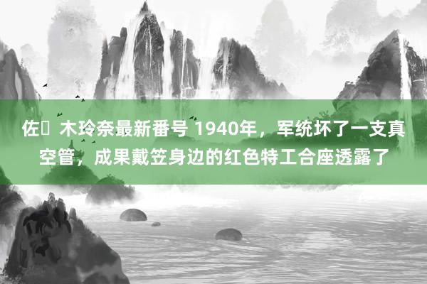 佐々木玲奈最新番号 1940年，军统坏了一支真空管，成果戴笠身边的红色特工合座透露了