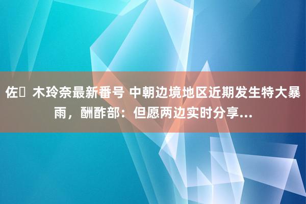 佐々木玲奈最新番号 中朝边境地区近期发生特大暴雨，酬酢部：但愿两边实时分享...