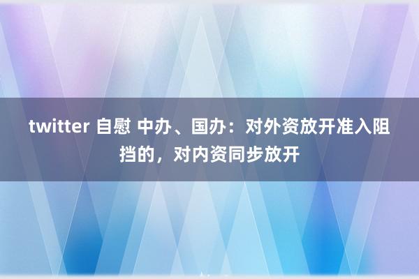 twitter 自慰 中办、国办：对外资放开准入阻挡的，对内资同步放开