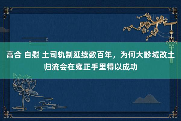 高合 自慰 土司轨制延续数百年，为何大畛域改土归流会在雍正手里得以成功