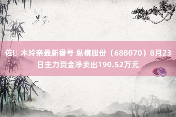 佐々木玲奈最新番号 纵横股份（688070）8月23日主力资金净卖出190.52万元