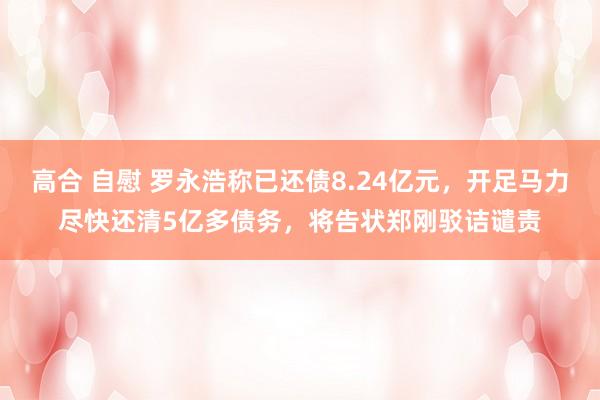 高合 自慰 罗永浩称已还债8.24亿元，开足马力尽快还清5亿多债务，将告状郑刚驳诘谴责